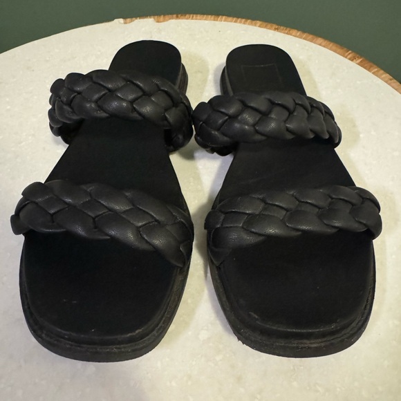 DOLCE VITA Gabbie Braided Double Strap Black Flat Sandals - Picture 3 of 5